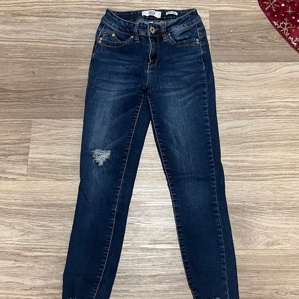 Dark Wash Distressed Skinny Jeans